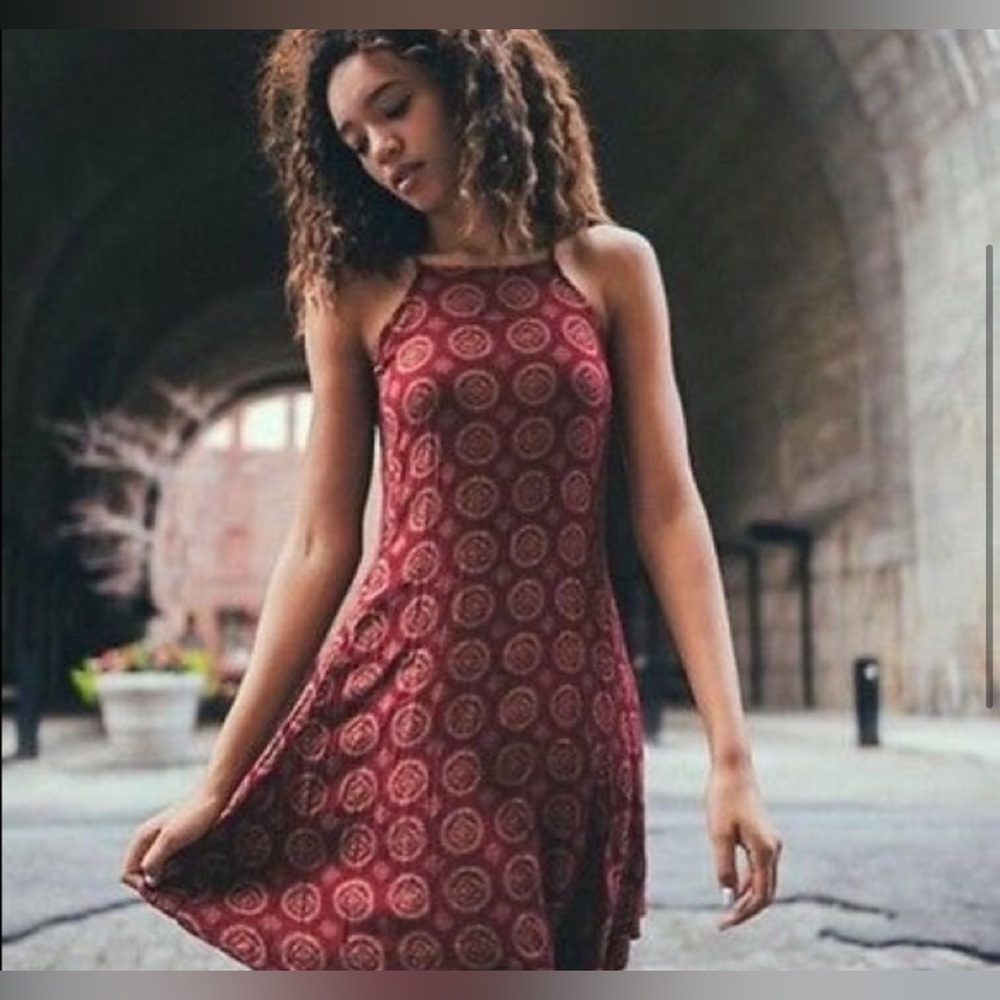 Brandy Melville Red Medallion Abigail Tank Mini Dress Y2K Hippie Boho Festival